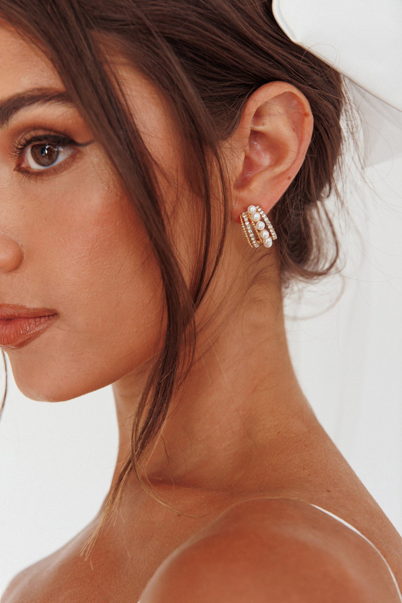 Oorbellen Odette met parels en diamanten in goud - Bellanza