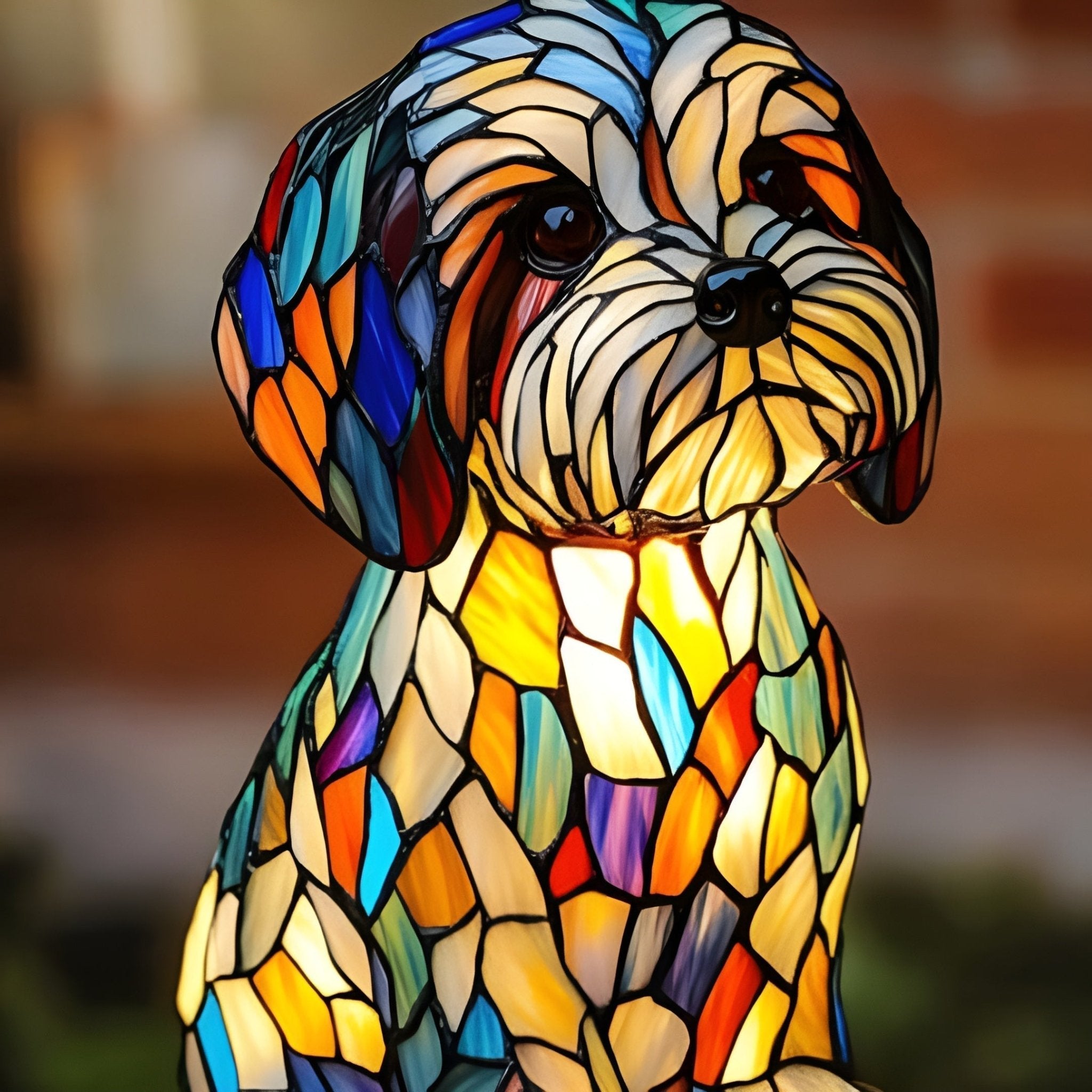 Papouille – Magische hondenlamp van gekleurd glas - Bellanza