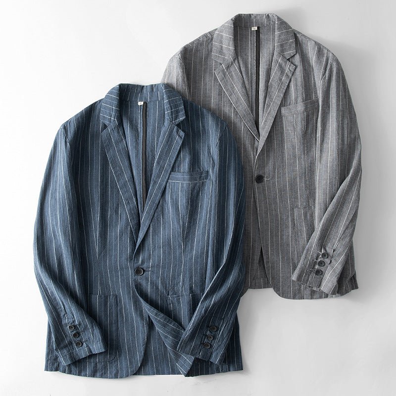 Pinstripe Tailored Fit Linnen Blazer - bellanza