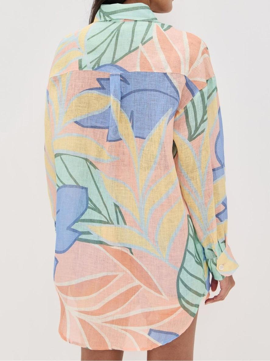 Playa Boyfriend Tropical Leaf Gedrukt Korte Set - bellanza