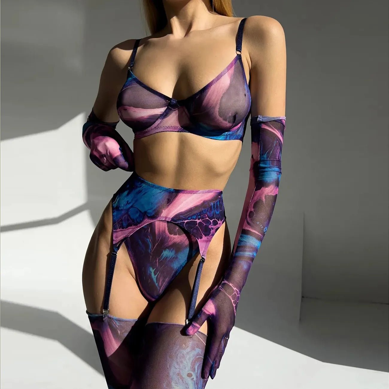 Poppy | 5 - Delige Tie Dye Lingerie Set - bellanza