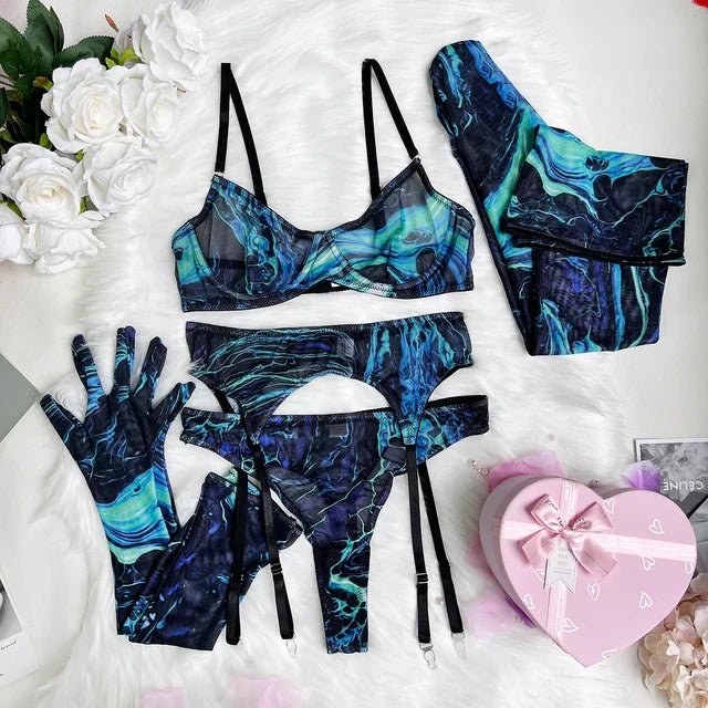 Poppy | 5 - Delige Tie Dye Lingerie Set - bellanza