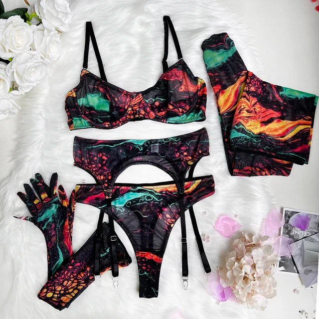 Poppy | 5 - Delige Tie Dye Lingerie Set - bellanza