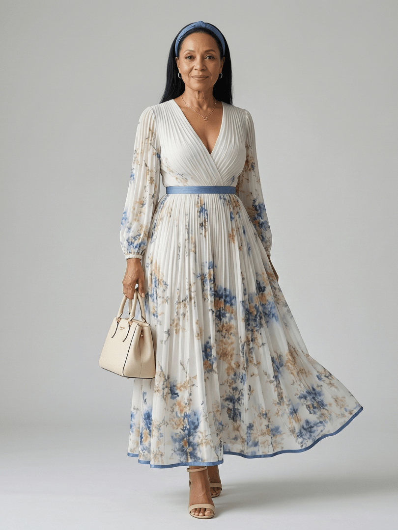 Rielle | Midi Plissé Wrap Jurk - Bellanza
