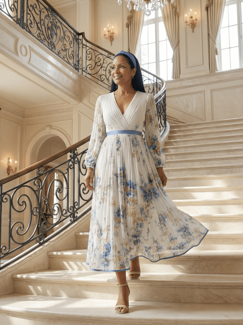 Rielle | Midi Plissé Wrap Jurk - Bellanza