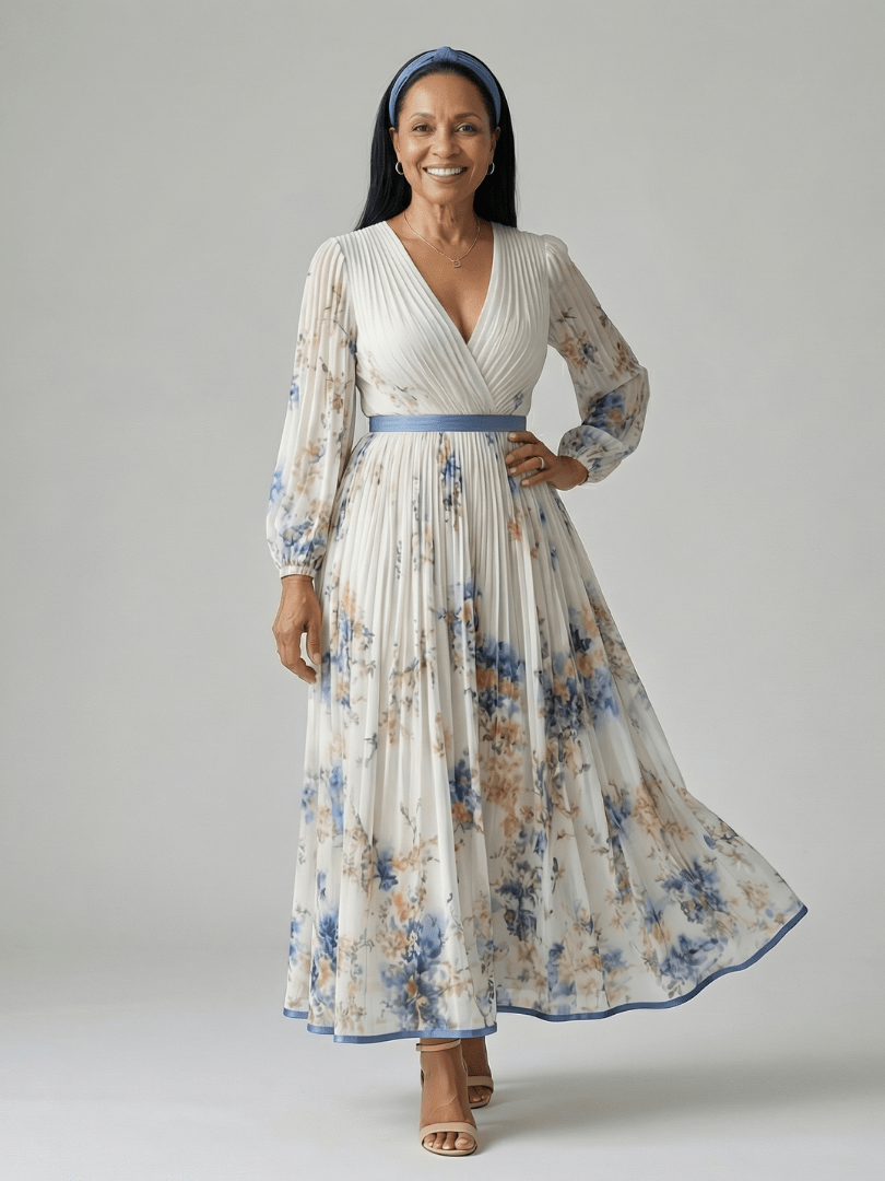 Rielle | Midi Plissé Wrap Jurk - Bellanza