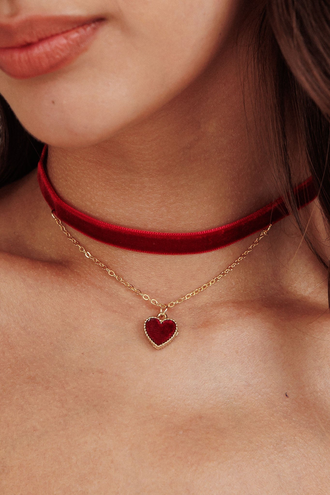 Rode Velours Choker Collier Rosie - Bellanza