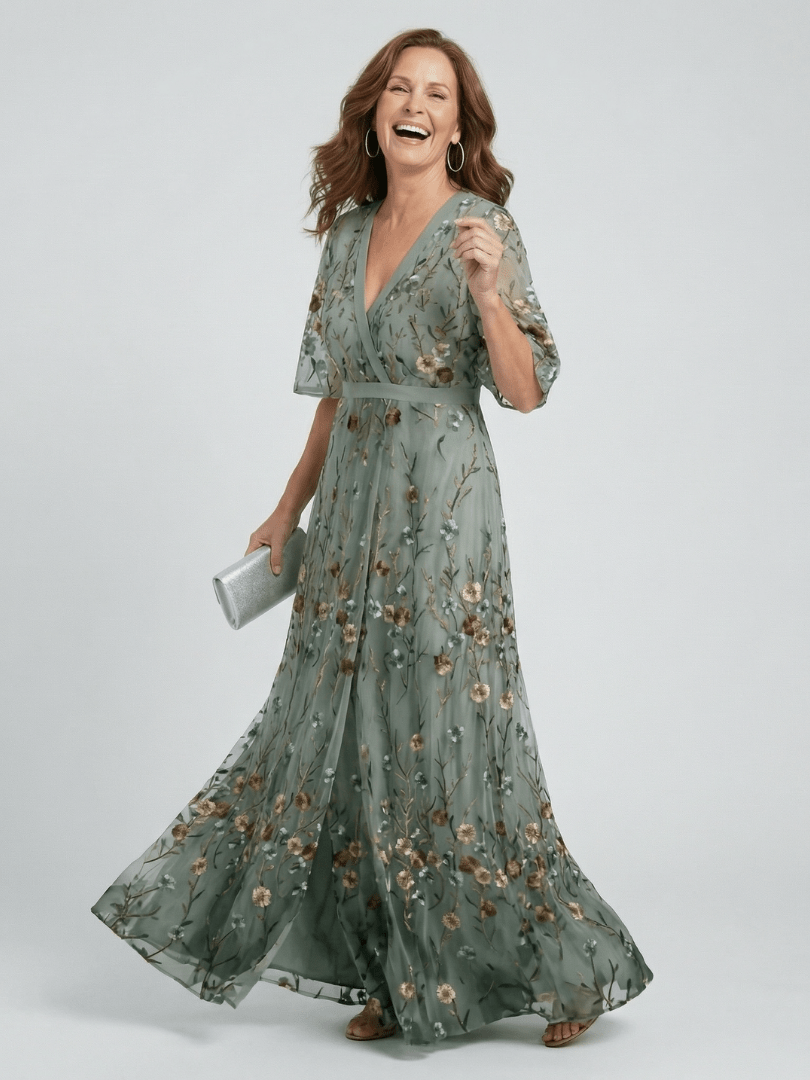 Selora | Maxi Jurk Halter Bloem Flow - Bellanza