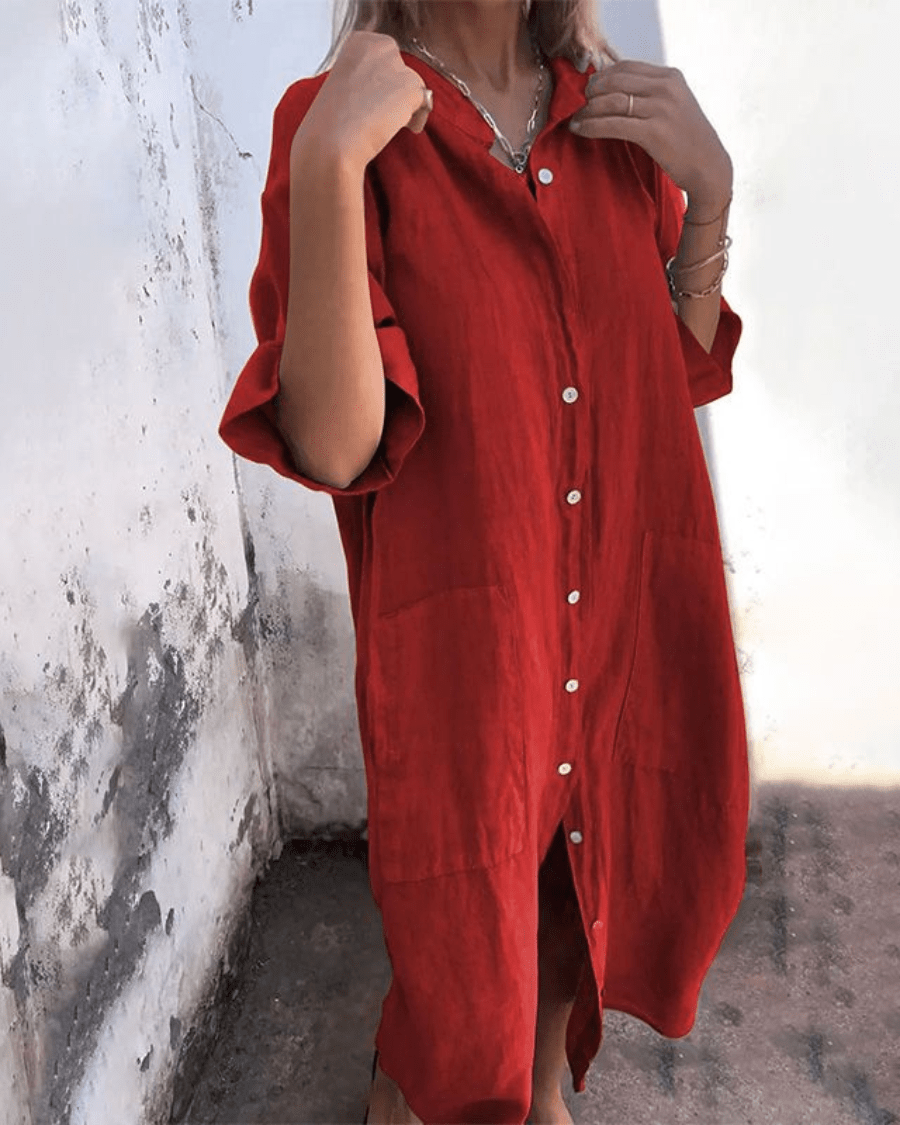 Serano™ | Ibiza Style Casual Enkelhoogte Overhemdjurk - bellanza