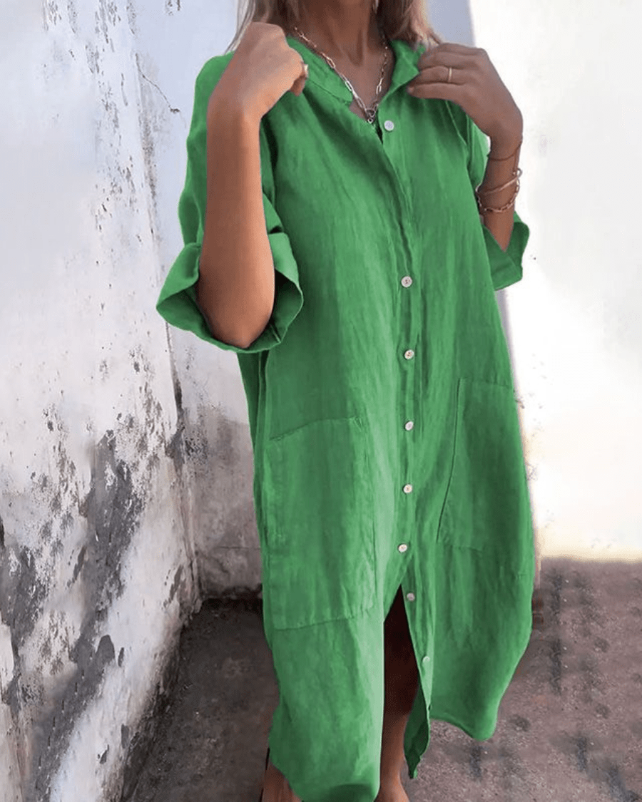 Serano™ | Ibiza Style Casual Enkelhoogte Overhemdjurk - bellanza