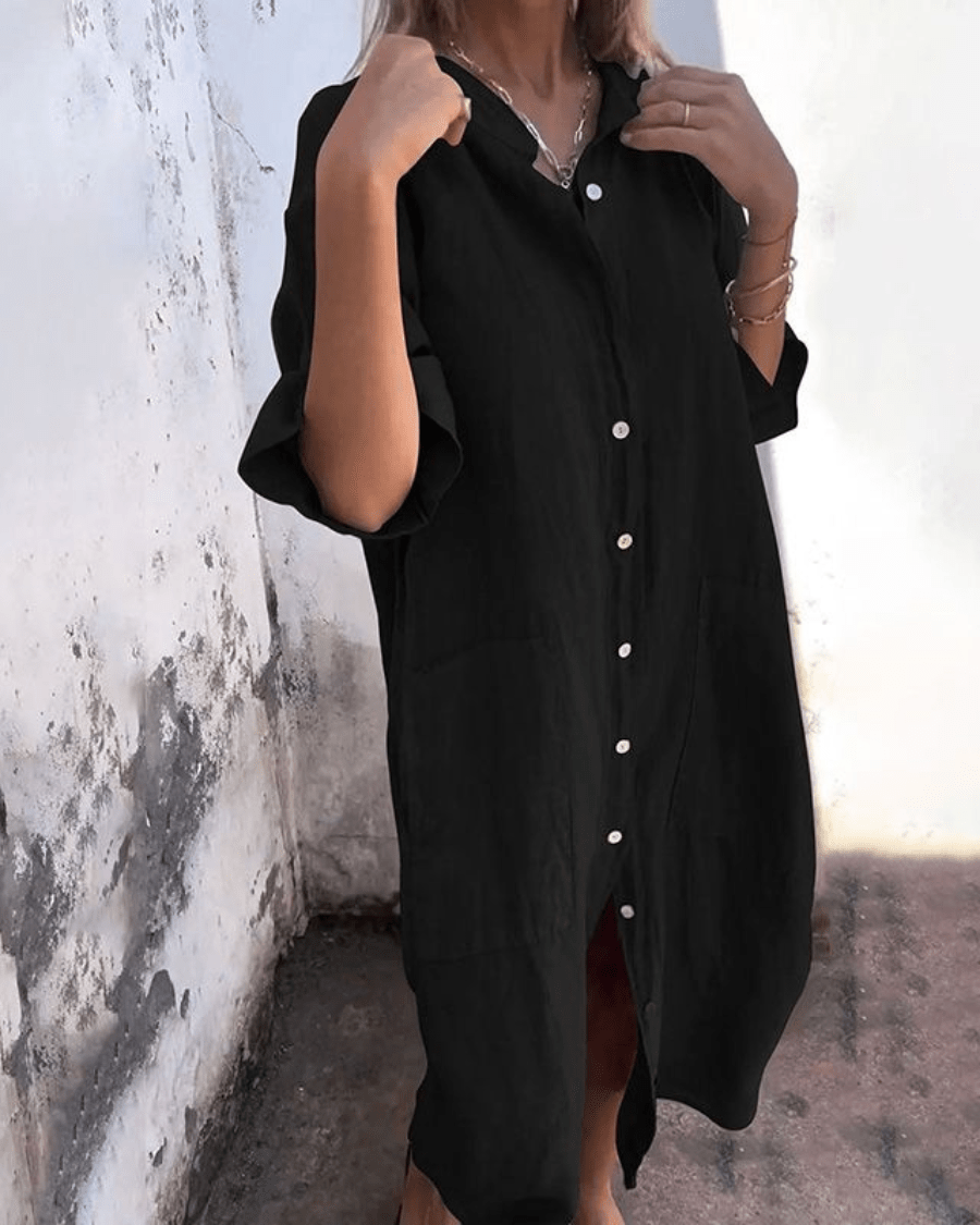 Serano™ | Ibiza Style Casual Enkelhoogte Overhemdjurk - bellanza