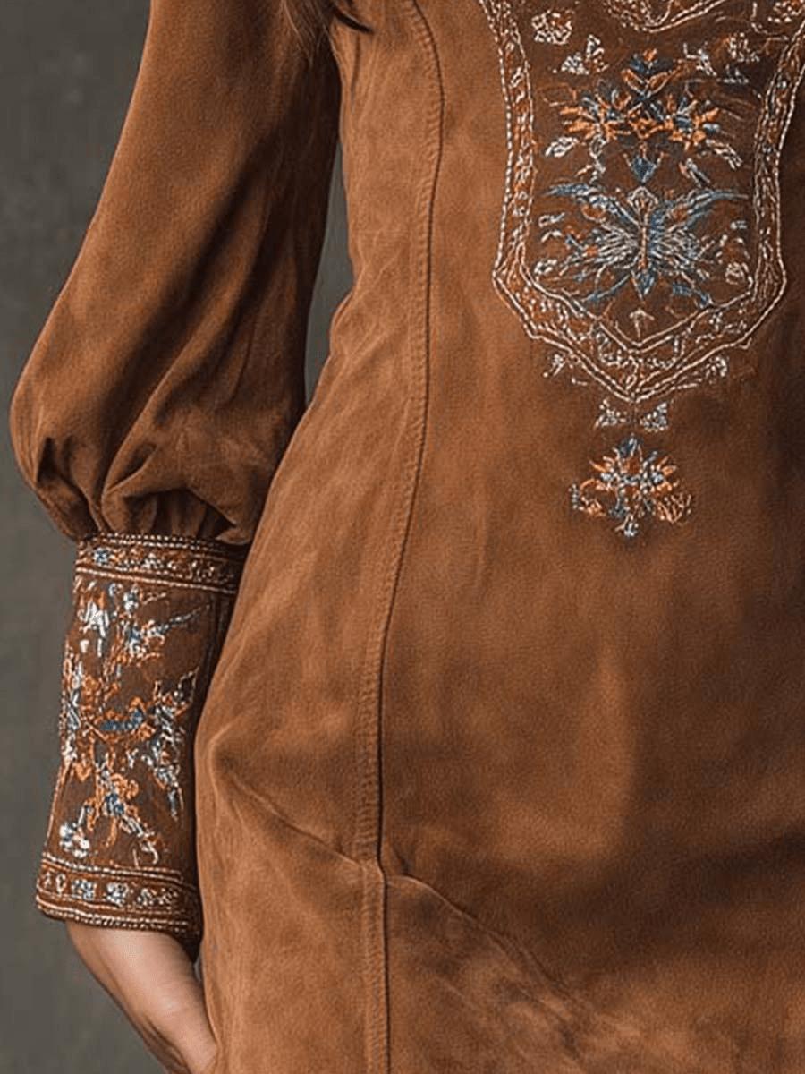 Sofia™ – Korte jurk met suède - look - Bellanza