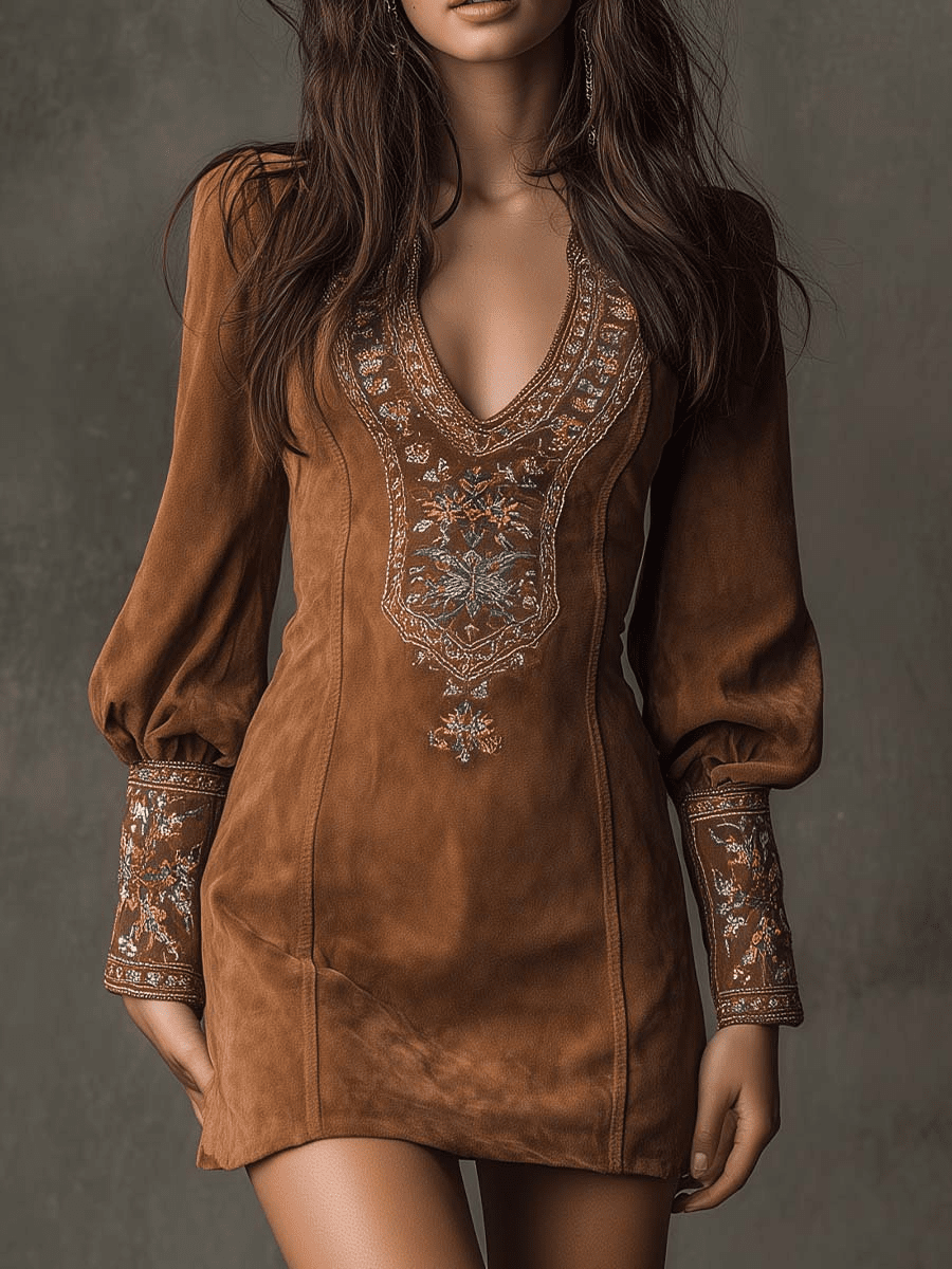 Sofia™ – Korte jurk met suède - look - Bellanza
