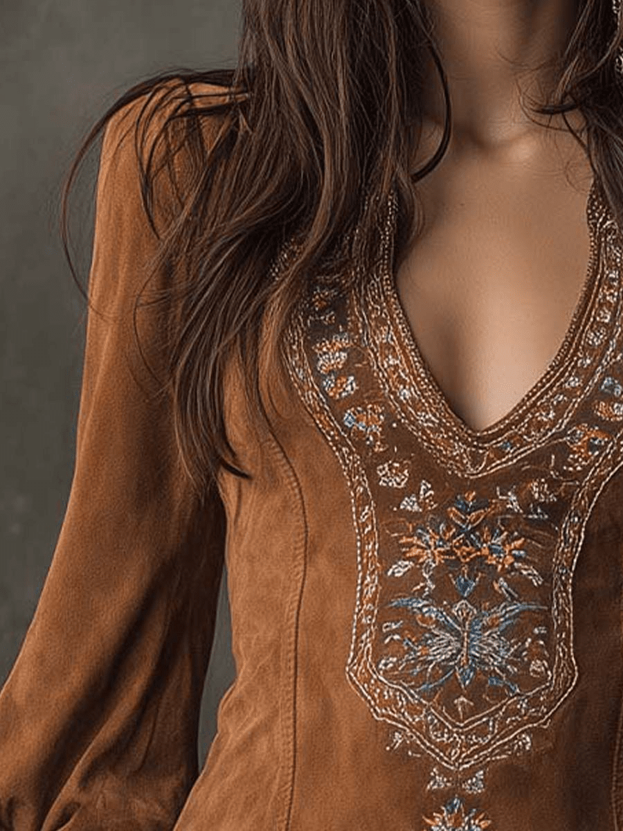 Sofia™ – Korte jurk met suède - look - Bellanza