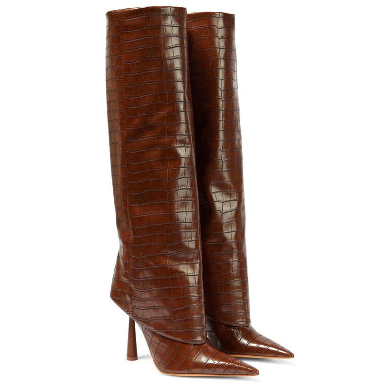 Steenpatroon puntige stiletto laarzen - Bellanza