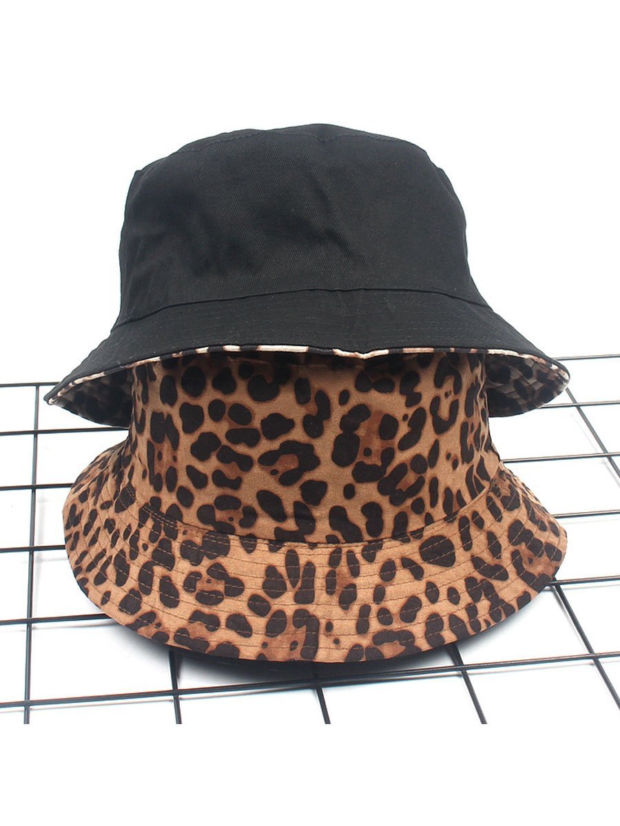 Suède Luipaardprint Casual Zonnehoed Bucket Hat - Bellanza