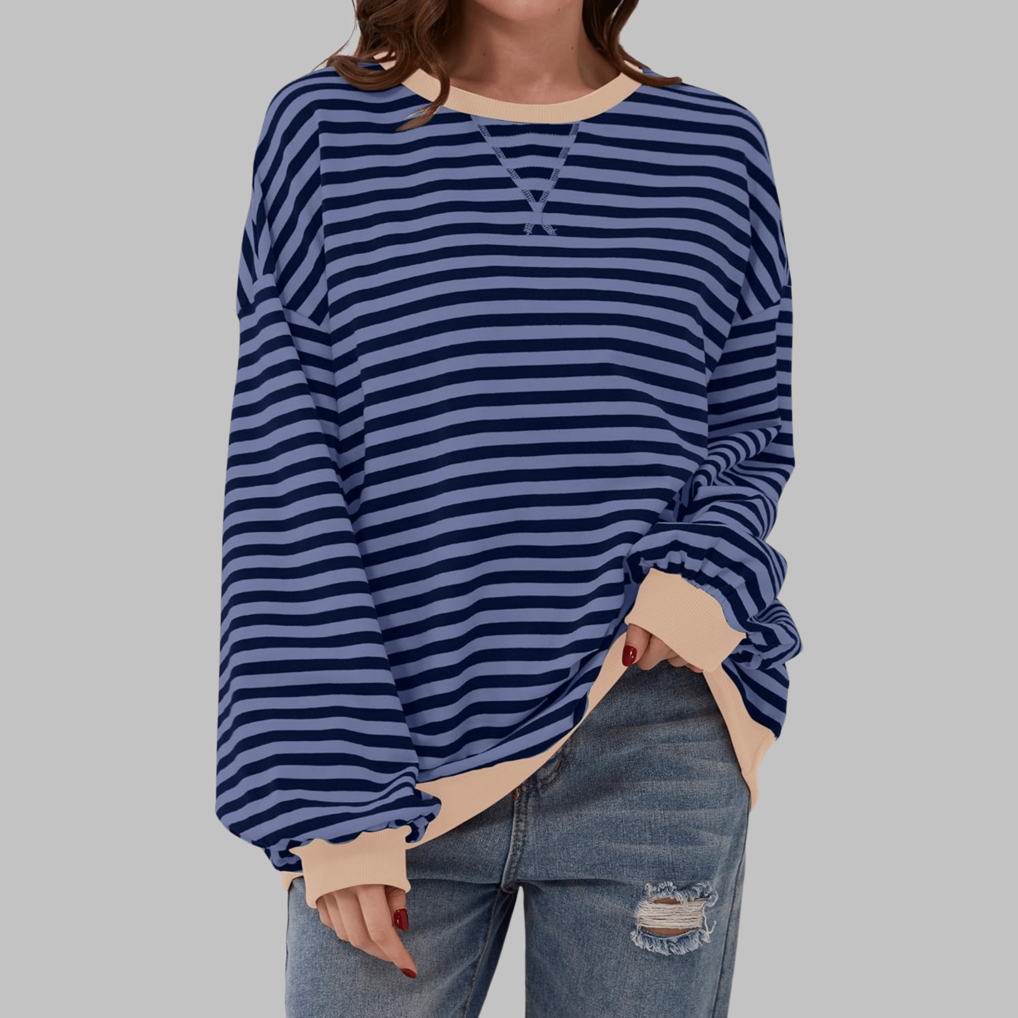 Veerle | Gestreepte sweater met ronde hals - Bellanza