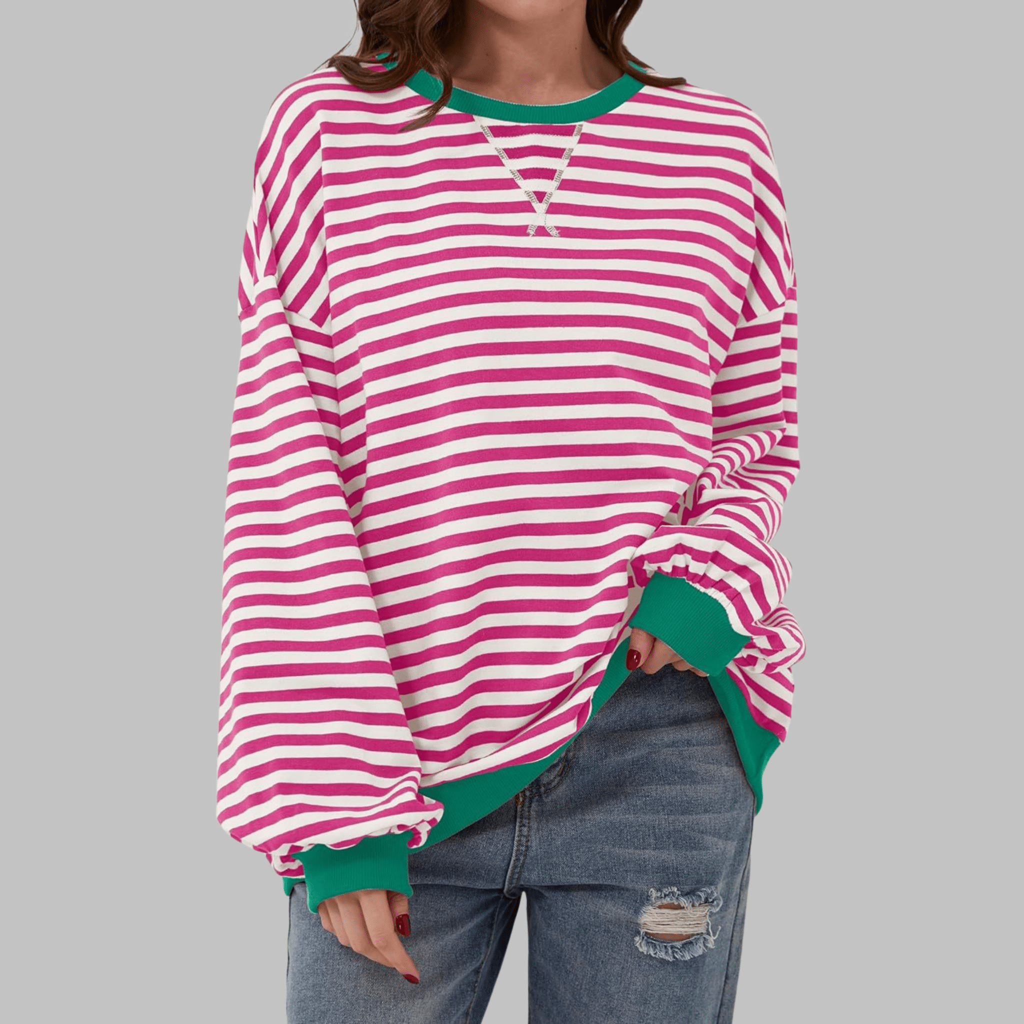 Veerle | Gestreepte sweater met ronde hals - Bellanza
