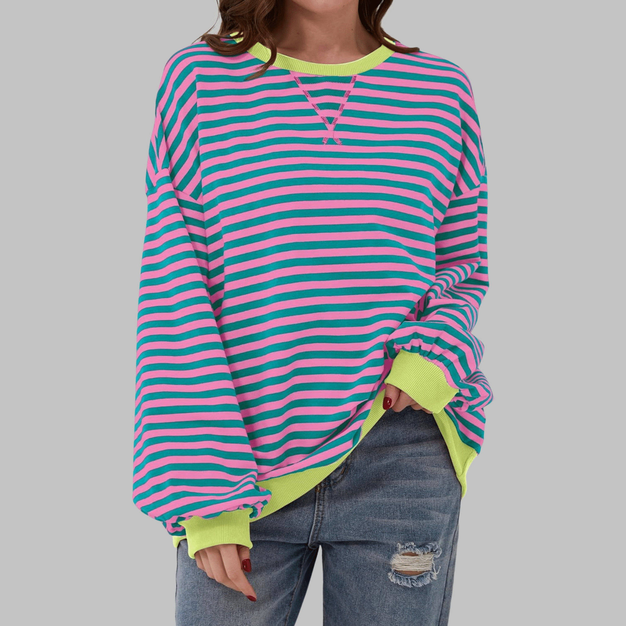 Veerle | Gestreepte sweater met ronde hals - Bellanza