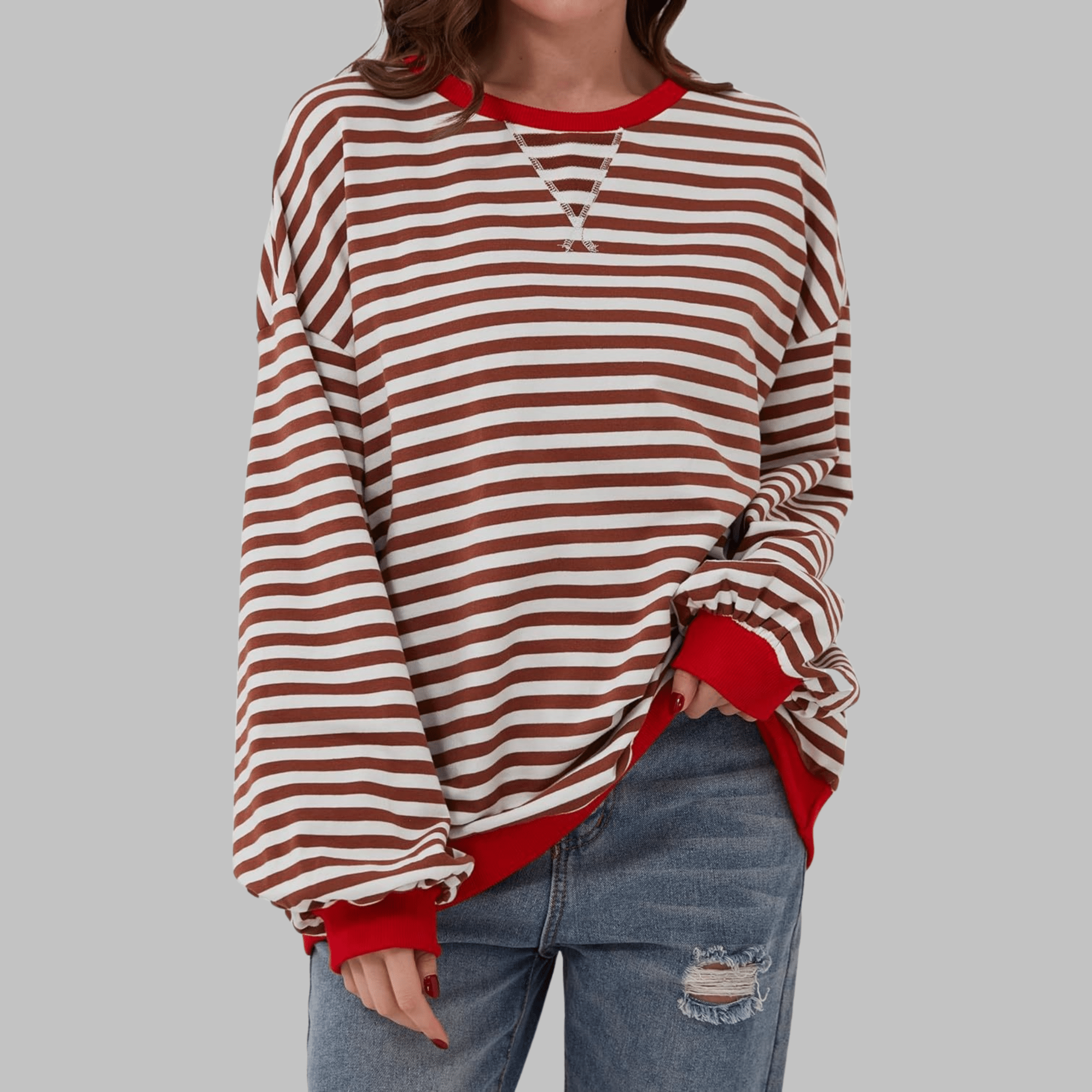 Veerle | Gestreepte sweater met ronde hals - Bellanza