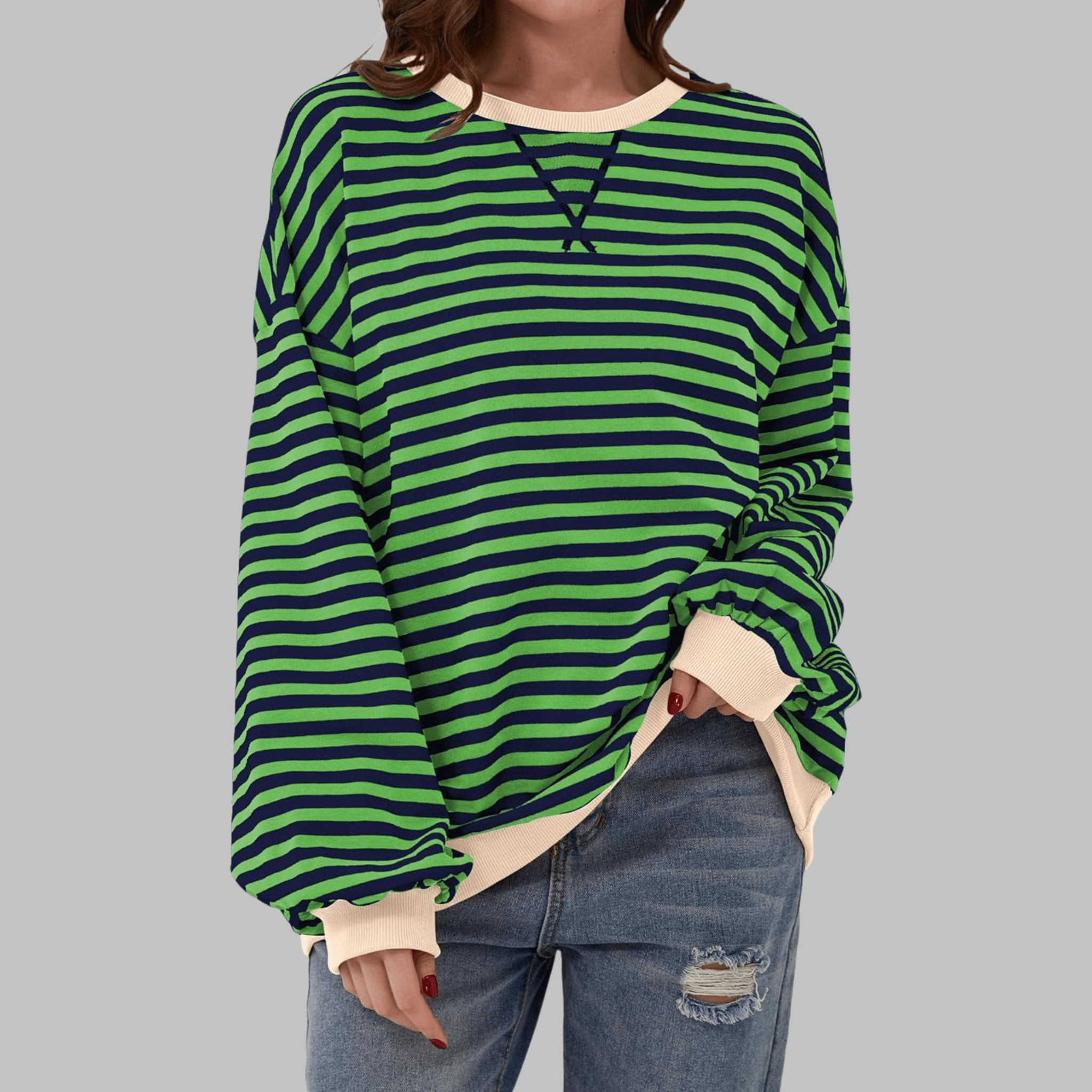 Veerle | Gestreepte sweater met ronde hals - Bellanza