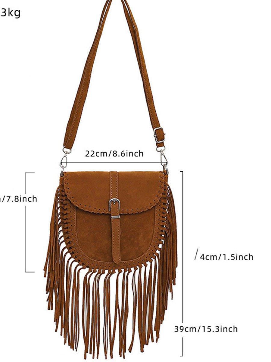 Vintage Boheemse Tassel Suède Schoudertas - Bellanza