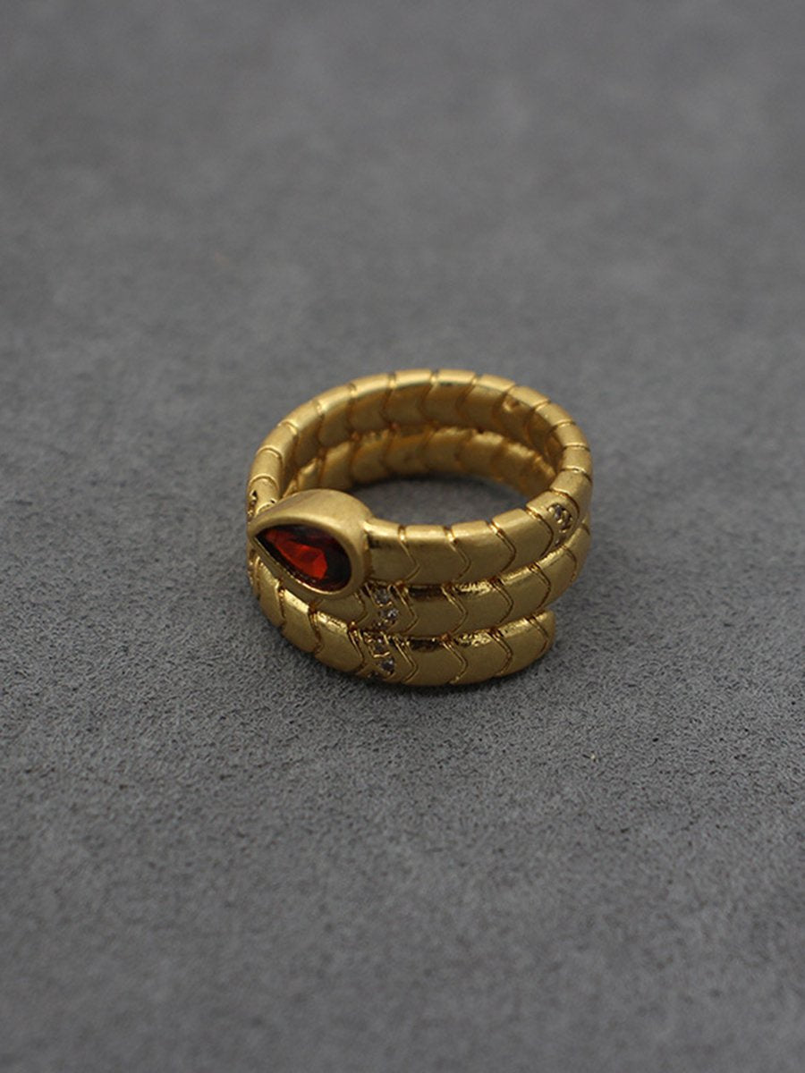Vintage Lichte Luxe Waterdruppel Zirkon Slangenring - Bellanza