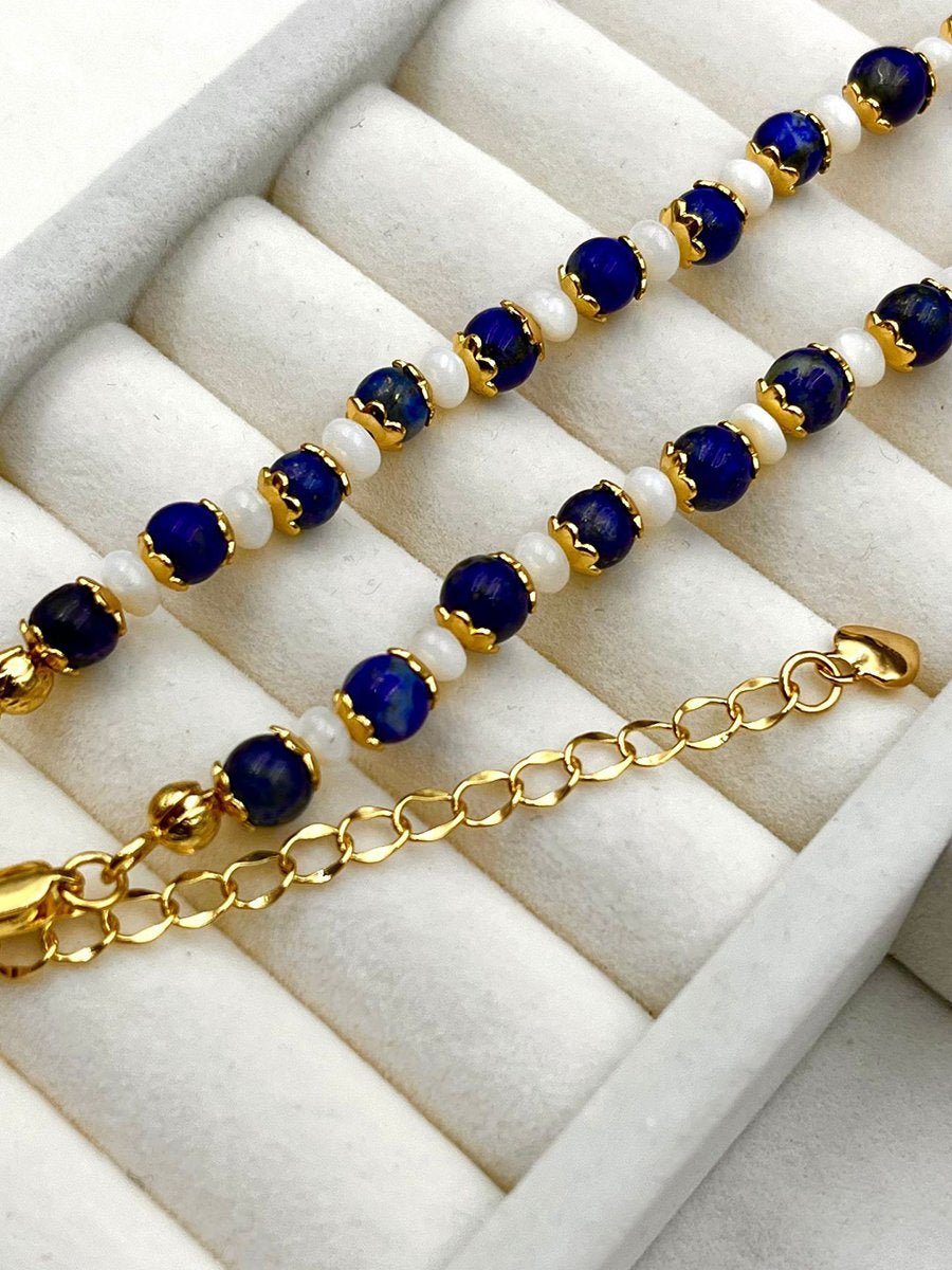 Vintage Natuurlijke Lapis Lazuli Parel Modeketting - Bellanza