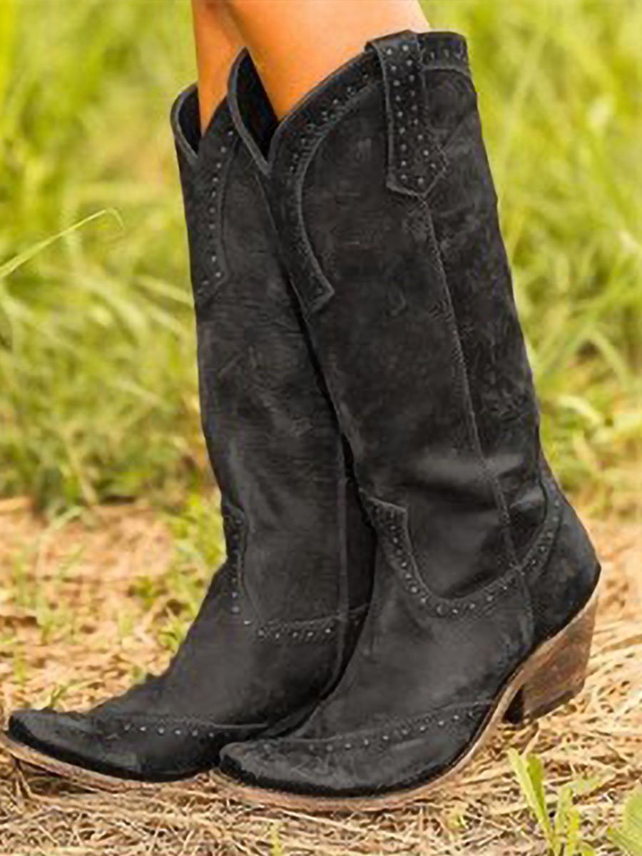 Vintage Studded Cowgirl Boots - Bellanza