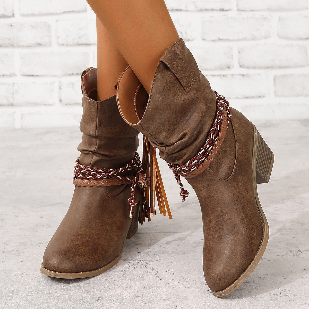 Vintage Western Cowboy Franje Enkellaarsjes - Bellanza