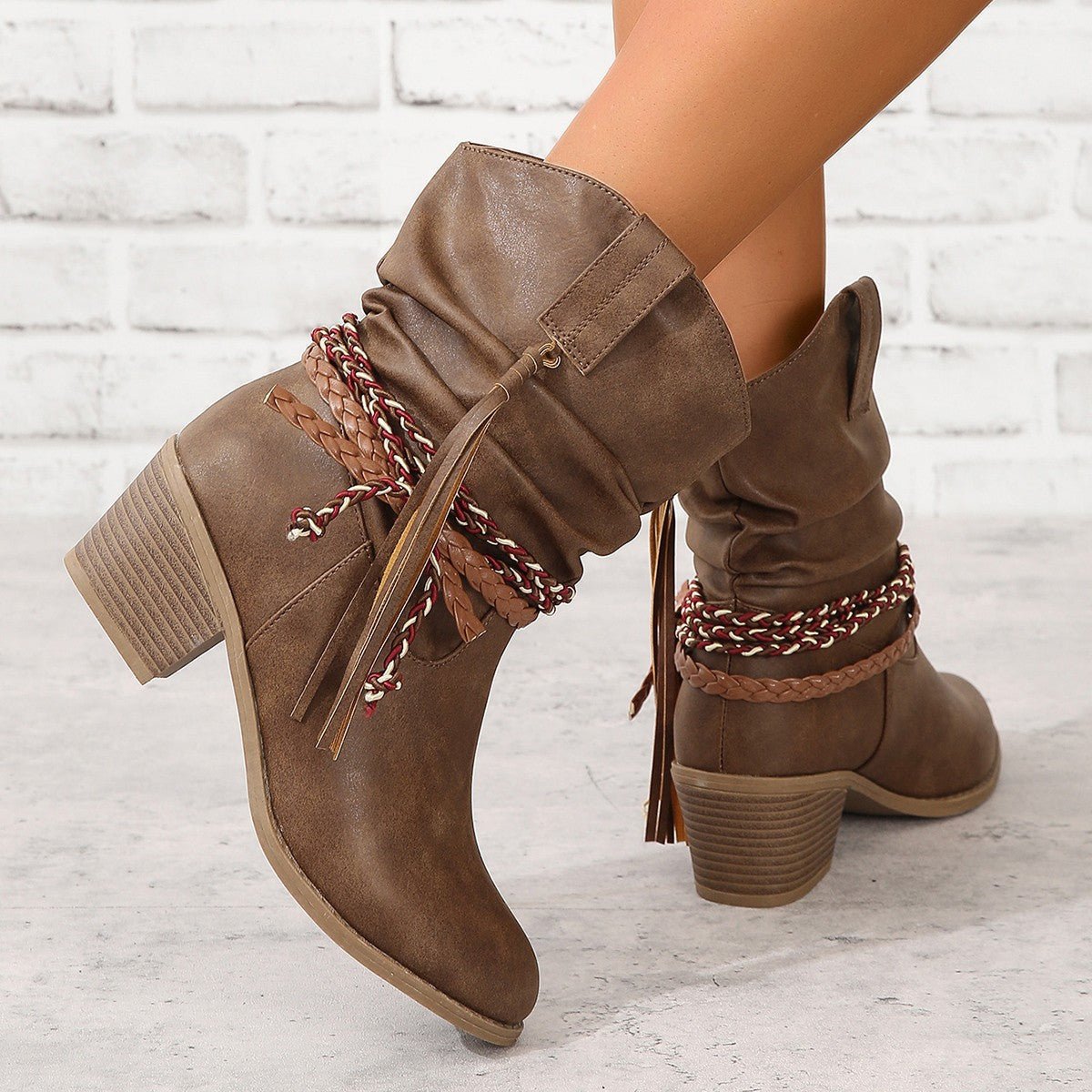 Vintage Western Cowboy Franje Enkellaarsjes - Bellanza