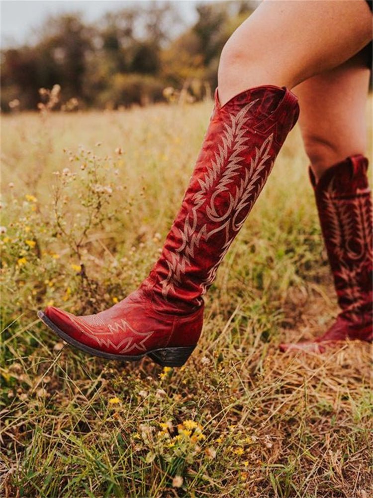 Vintage Westerse Cowboy Geborduurde Knielaarzen - Bellanza