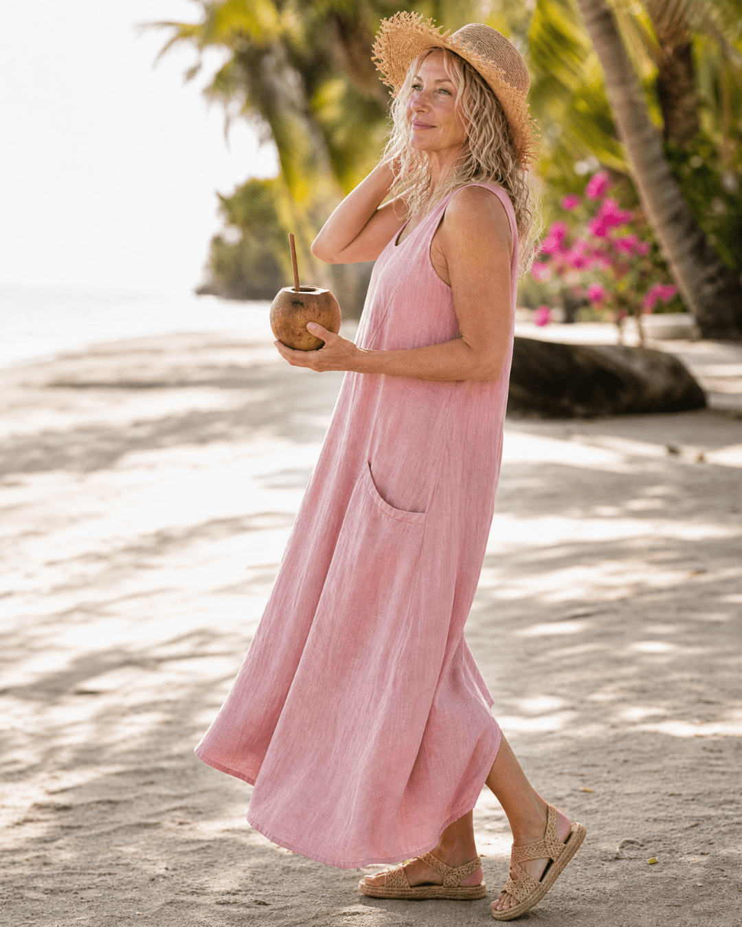 Zemrina | Mouwloze Midi-jurk met Zakdetails - Bellanza