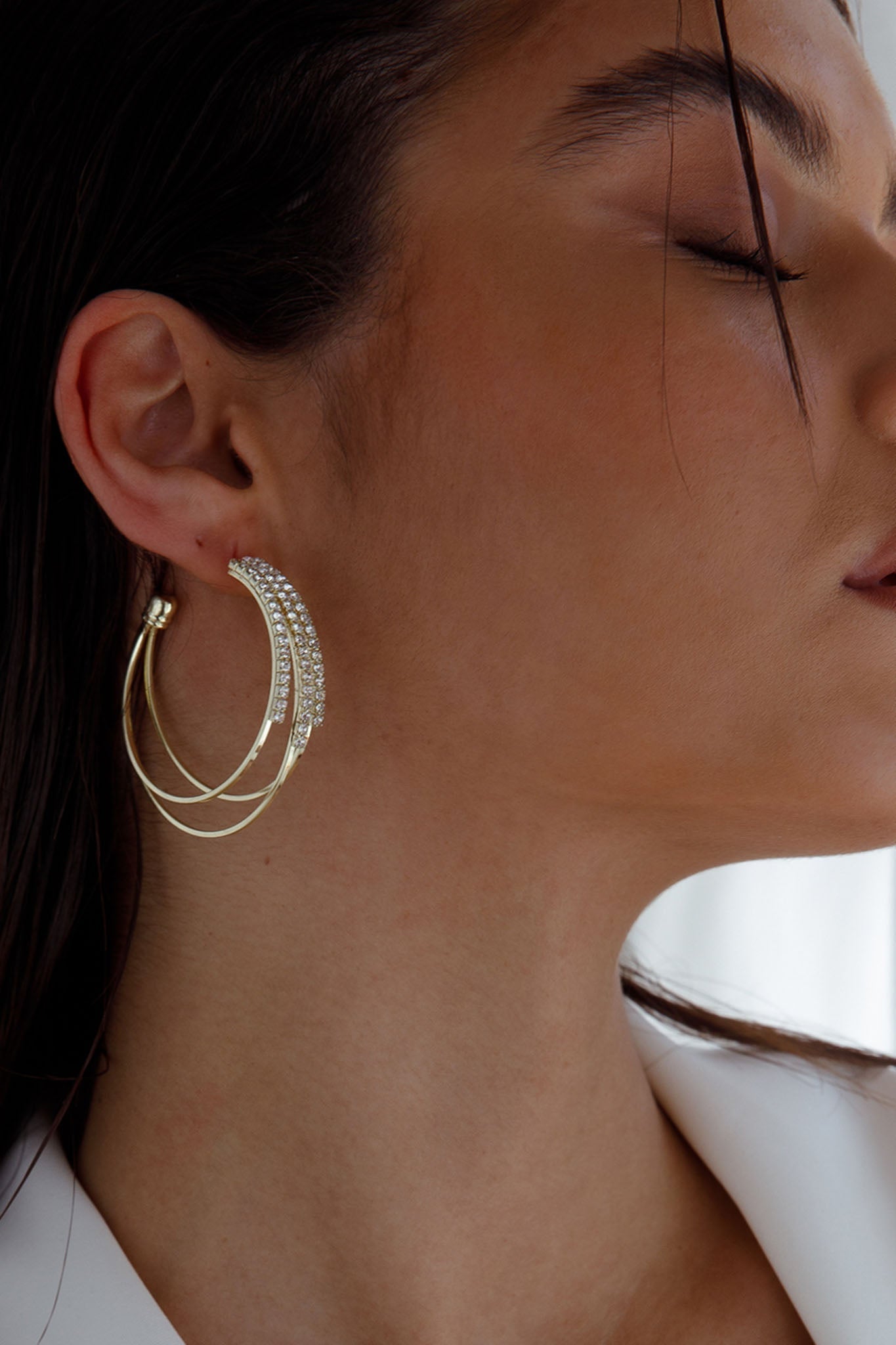 Zilla Triple Hoop Oorbellen Goud - Bellanza