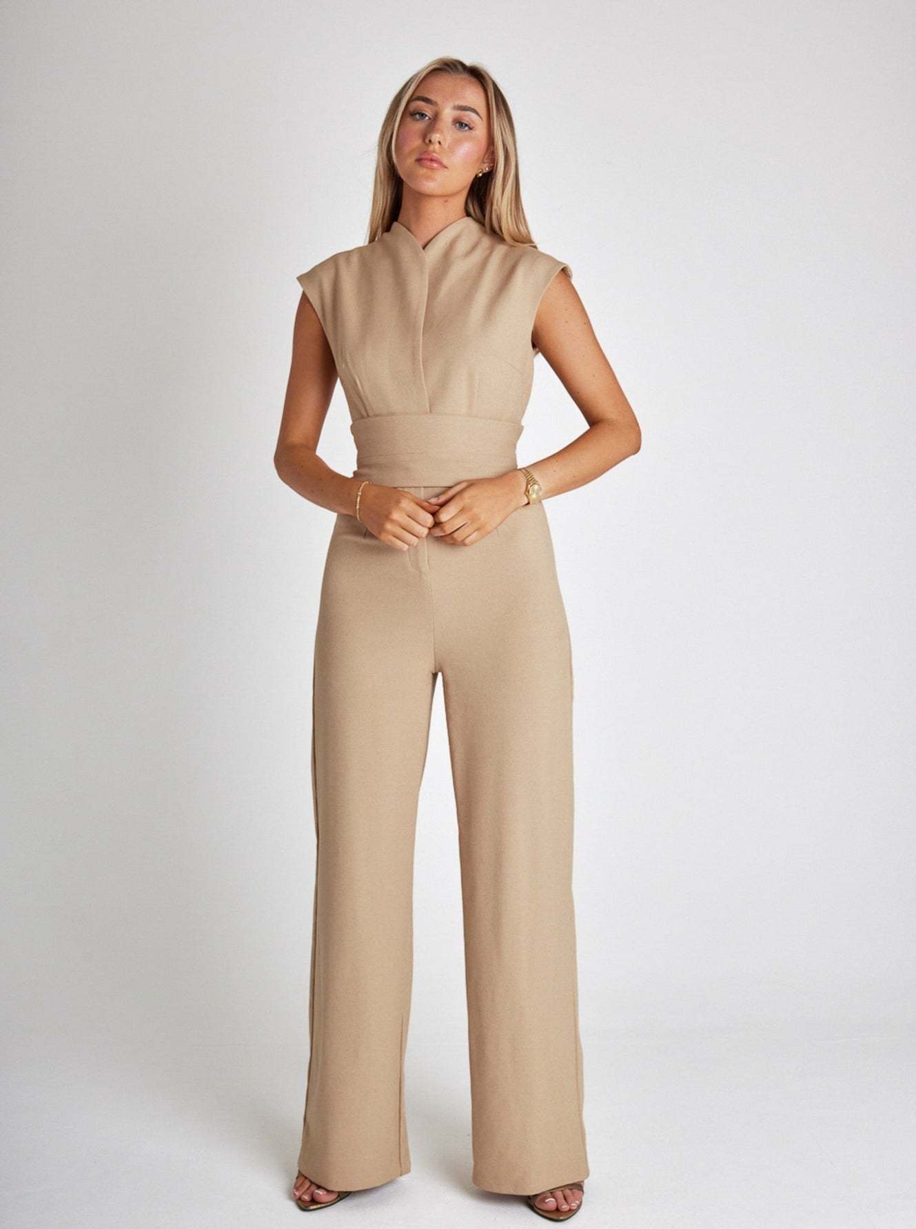 Nova™ Mouwloze Damesjumpsuit Met Wijde Pijpen - bellanza