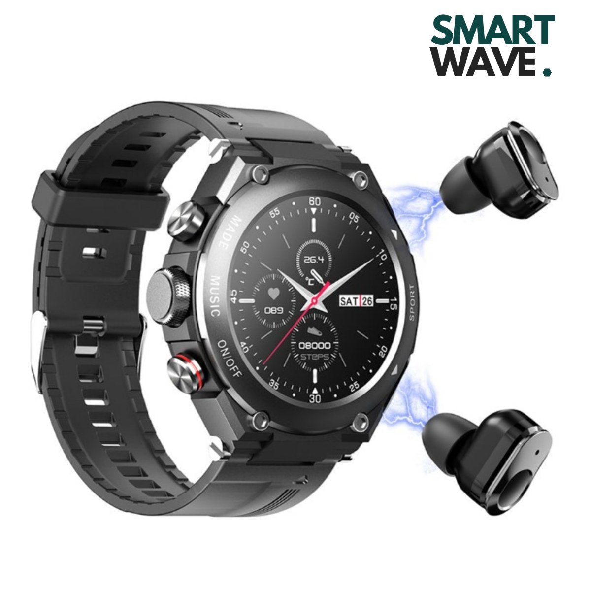 Smart-Wave | Smartwatch + Bluetooth Oortjes - bellanza
